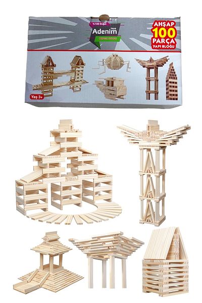 Brother Toys Toy Wooden Building Blocks 100 Pieces Quality Material Domestic Production