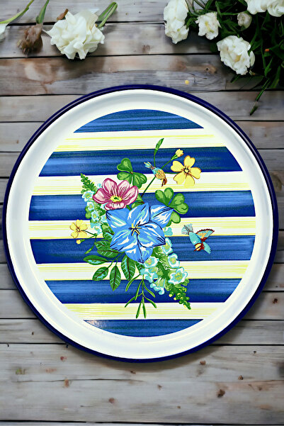 İnci Emaye 32 Cm Sunum Tepsisi Kahve Tepsisi Çay Tepsisi Hediye Çeyiz Tepsisi. Servis Tabağı Tepsisi