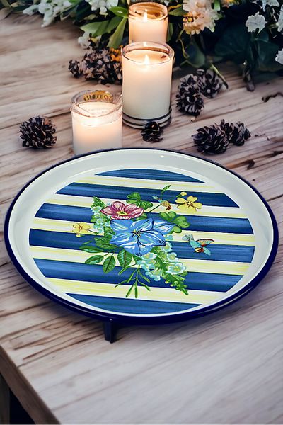 İnci Emaye 32 cm Presentation Tray Coffee Tray Tea Tray Gift Dowry TrayServing Plate Tray