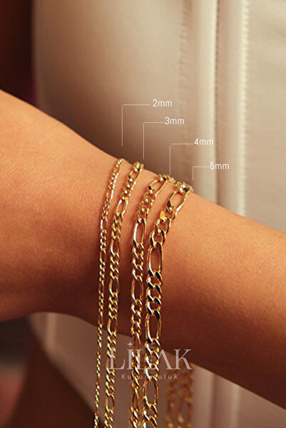 LİLAK KUYUMCULUK 14 Ayar Altın  Figaro  Zincir Bileklik 2mm