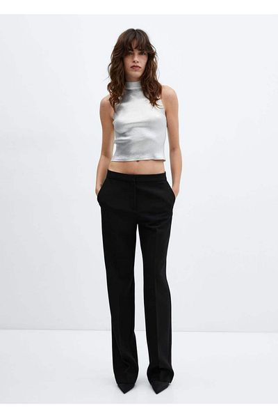 MANGO Woman Pletená metalická halenka