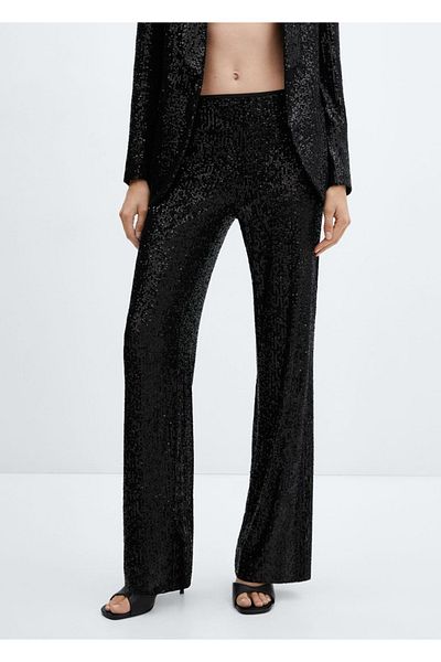 MANGO Woman Sequined Fabric Trousers