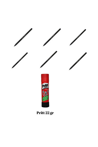 Pensan 6 قطع PENSAN BÜRO 1 مم قلم حبر جاف + 22 GR PRİTT STICK ADHESIVE