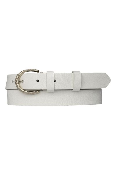 GoDeri Curea subțire de damă 100% piele naturală alb lapte, 3 cm=3cm-kdn-35