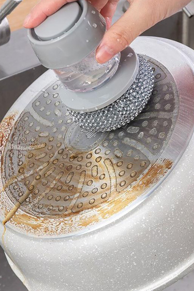 TechnoStation Soap Dispenser Kitchen Brush Sıvı Deterjan Hazneli Bulaşık Fırçası Ve Stand