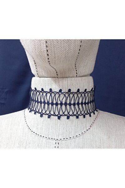 es moda shop Κορδέλα ίριδα δαντέλα γιακάς σκούρο μπλε