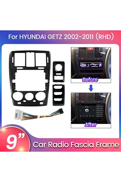 For-X HYUNDAi GETZ-2002-2011- Uyumlu SİYAH RENK-9'' MULTİMEDYA ÇERÇEVESİ-DİREKSİYON UYUMLU-SOKETLİ