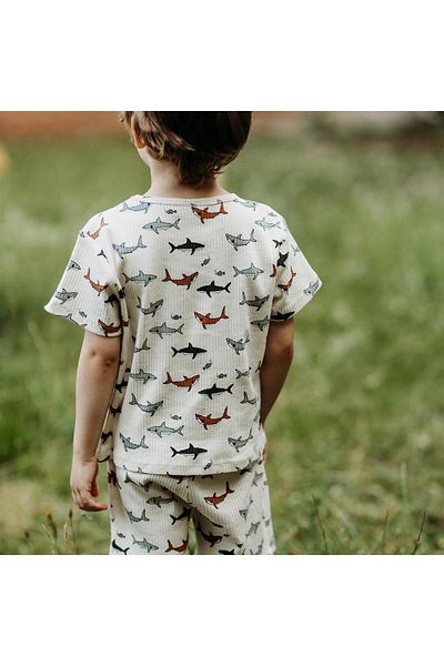 Antebies Short Sleeve Shark Pajama Set