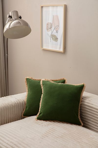 Ottoson GREEN COLOR FRINGED SINGLE COLOR 43X43 KIRLENT CASE