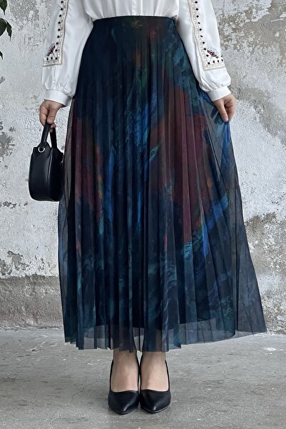 InStyle Fustă din tul căptușită cu model batik - Saks Blue