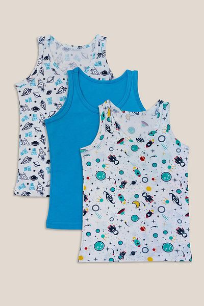 Sensu Boy's Mixed Colors Cotton 3-Piece Sling Tank Top - Kids-Atl500