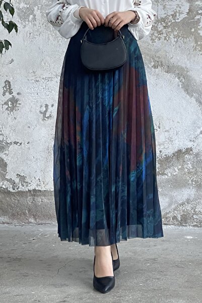 InStyle Батистова спідниця на підкладці з батистовим візерунком Saks Blue