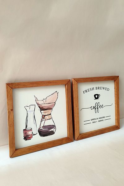 Wooden Factory Coffee Corner, Fresh Brewed Ξύλινο Σετ Πίνακα