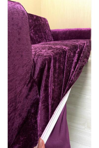 Sahaneev 33 Parlak Kadife Giydirme Koltuk Örtüsü(FUŞYA)