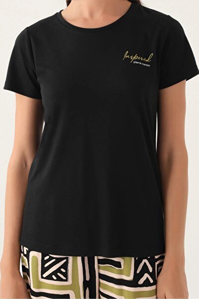 Pierre Cardin PİERRE CARDİN SOFT TEXTURED FABRIC COMFORTABLE COLLAR SHORT SLEEVE WOMEN'S PAJAMAS SUIT 8818