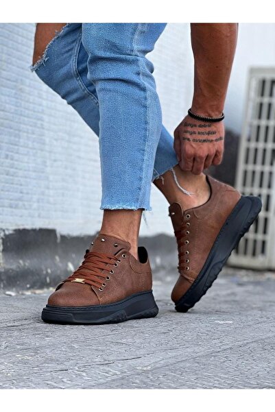 Wagoon WG501 Tan Black Men's High Sole Shoes