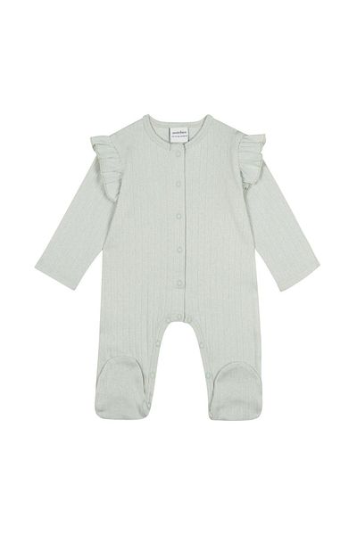 Antebies Jacquard Mint Frilly Booties Jumpsuit