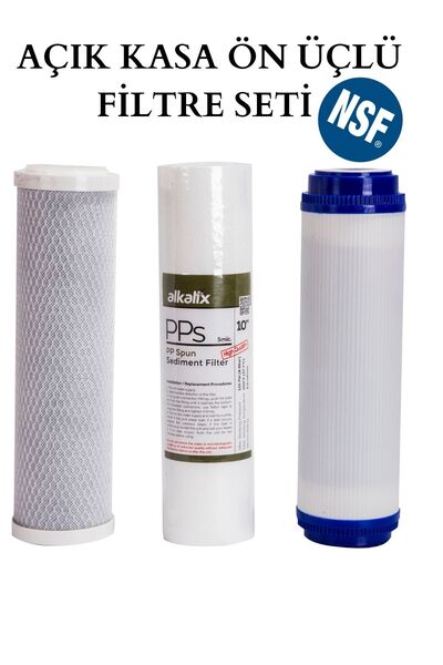 water jobs Açık Kasa Üçlü Filtre Seti Nsf Sertifikalı / Açma Anahtarı Hediyeli