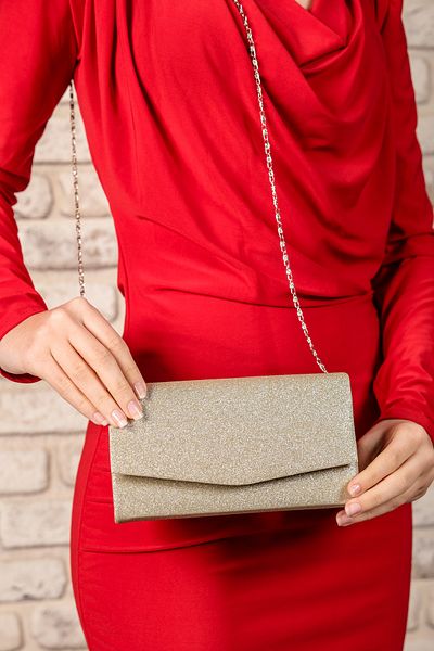 ROZA CANTA Γυναικεία βραδινή τσάντα ώμου Gold GlitterSand Mini Box