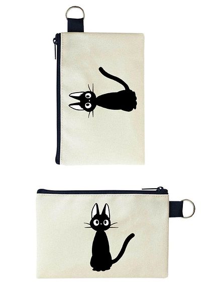 Woys Bags Black Cat Printed Canvas Makeup Bag