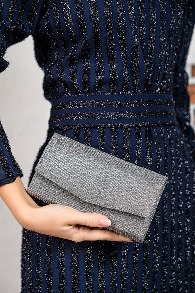 ROZA CANTA Women's Anthracite Glittery Mini Box Shoulder Evening Bag