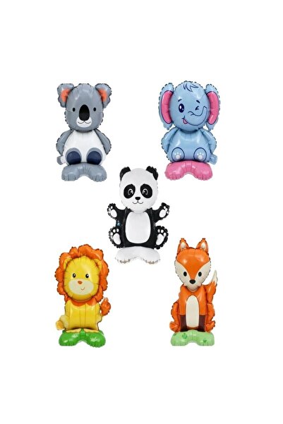 parti sürprizi مجموعة بالونات فويل على شكل حيوانات سفاري مكونة من 5 قطع