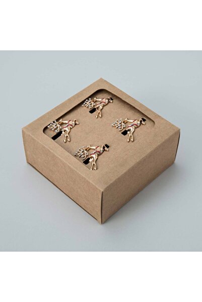 Chakra Deer 4 Lü Peçete Halkası 4 Cm Gold