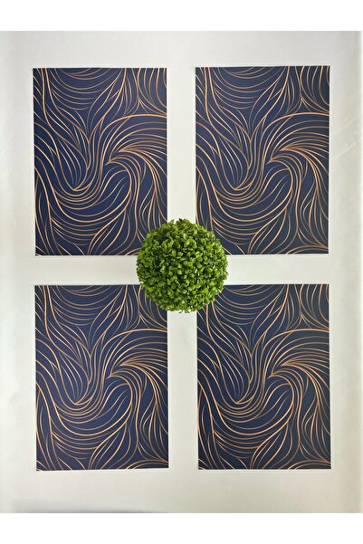 lamoonhome Set de 4 piese de serviciu american albastru închis cu aur