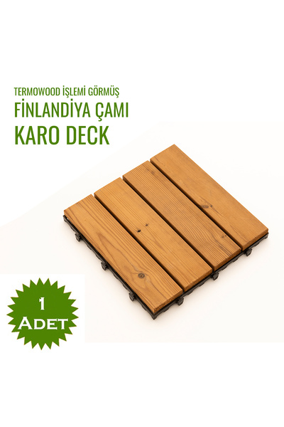 SUNSOE Fin Çamı Balkon Bahçe Ahşap Yer Döşemesi Karo Deck 30x30 cm - 1 Adet (...