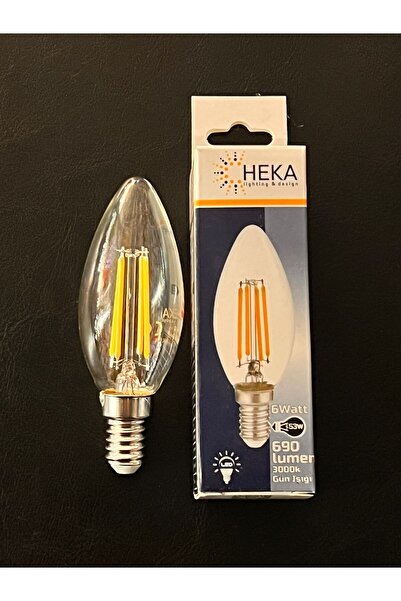 Heka 6  WATT E14 DUYLU ŞEFFAF CAMLI 690 LÜMEN  3000 KELVİN  GÜNIŞIĞI BUJİ LED...