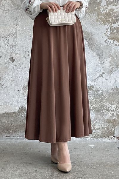 InStyle Scuba-Rock mit elastischer Taille - Hellbraun