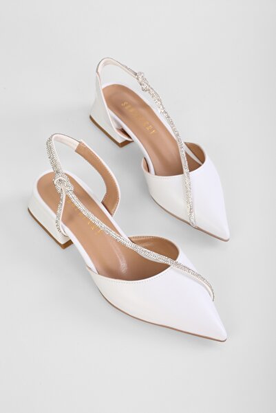 Shoeberry Dámské baleríny Rowan White Skin Stone