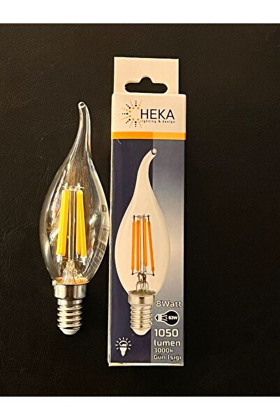 Heka 8  WATT E14 DUYLU ŞEFFAF KIVRIK CAMLI 1050 LÜMEN 3000 KELVİN GÜNIŞIĞI BU...
