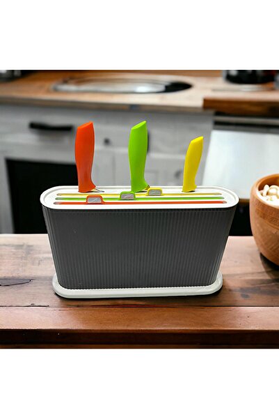 Citim 0053 Multi Cutting Board Set with Stand Blades - Cut Board with Stand - Anthracite-white