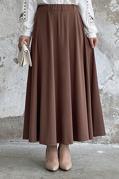 InStyle Spódnica typu scuba z elastyczną talią - brązowa