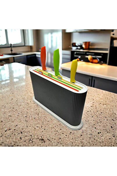 Citim 0053 Multi Cutting Board Set with Stand Blades - Cut Board with Stand - Anthracite-white