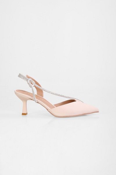 Shoeberry Hush Ten Damen Stiletto-Schuhe aus mattem Satin mit Steinen