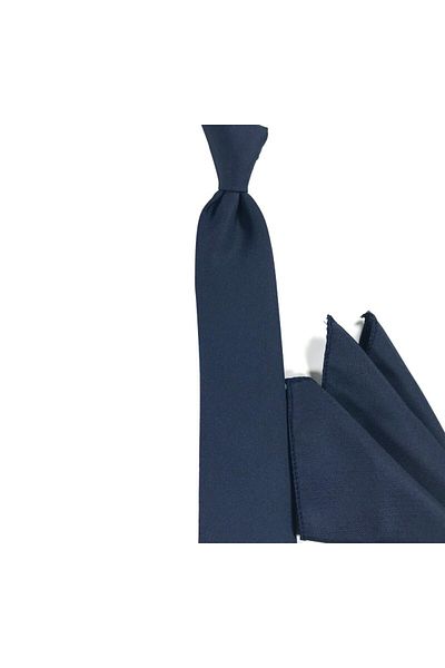Sade Kravat Navy Blue Matte Plain Plain Thin Tie 16704 Navy Blue
