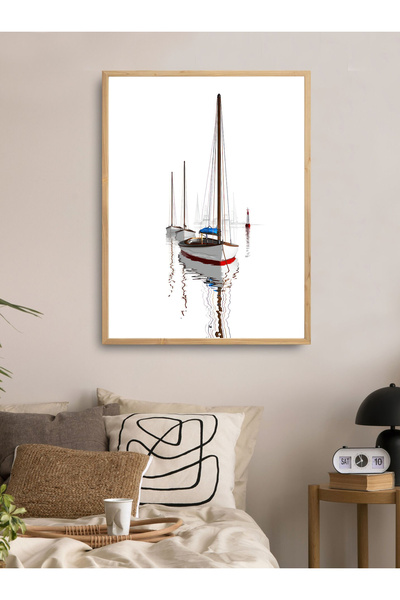 Dekorsiahome Set de pictură cu ramă din lemn, o singură piesă, BeyazGemi