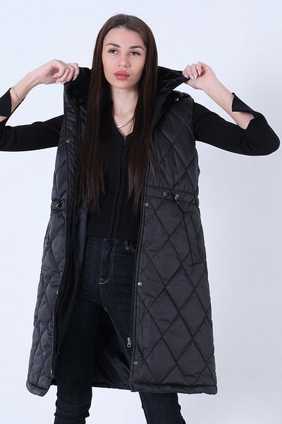 Feminist Hooded Quilted Vest Black44510424