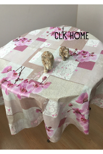CLK Home 140 cm Gül kurusu Silinebilir Pvc Astarlı Yuvarlak Muşamba Masa Örtüsü