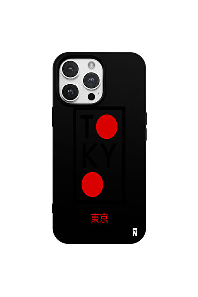 Casen iPhone 14 Pro Max Tokyo Tasarımlı Siyah Renkli Silikon Telefon Kılıfı