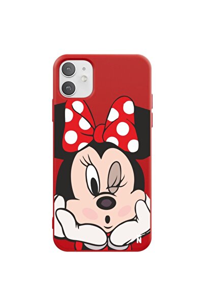 Casen iPhone 11 Mickey Tasarımlı Kırmızı Renkli Silikon Telefon Kılıfı