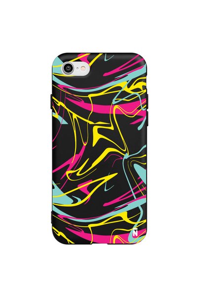 Casen حافظة هاتف من السيليكون باللون الأسود لهاتف iPhone 7 / 8 / SE بتصميم رس...