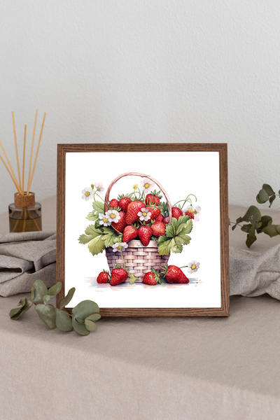 Dekorsiahome Ahşap Çerçeveli Kare Tablo ÇilekSepeti