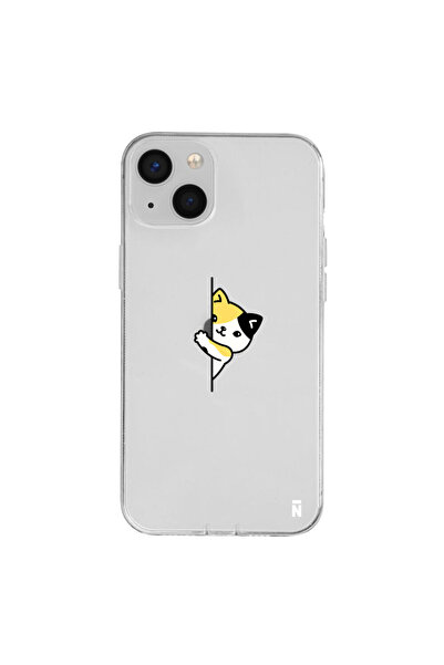 Casen iPhone 15 Cat Lover Tasarımlı Şeffaf Silikon Telefon Kılıfı