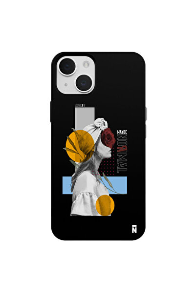 Casen iPhone 13 ANormal Tasarımlı Siyah Renkli Silikon Telefon Kılıfı