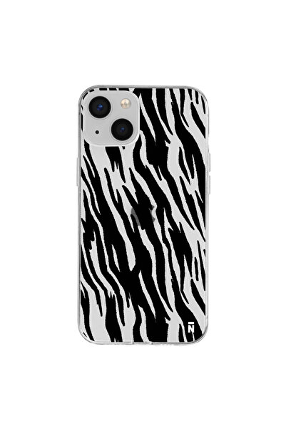 Casen iPhone 13 Mini Leopar Tasarımlı Şeffaf Silikon Telefon Kılıfı