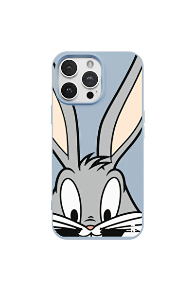 Casen iPhone 15 Pro Bugs Bunny Smile Tasarımlı Mavi Renkli Silikon Telefon Kı...