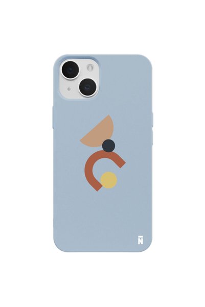 Casen حافظة هاتف من السيليكون باللون الأزرق بتصميم أشكال بسيطة لهاتف iPhone 13